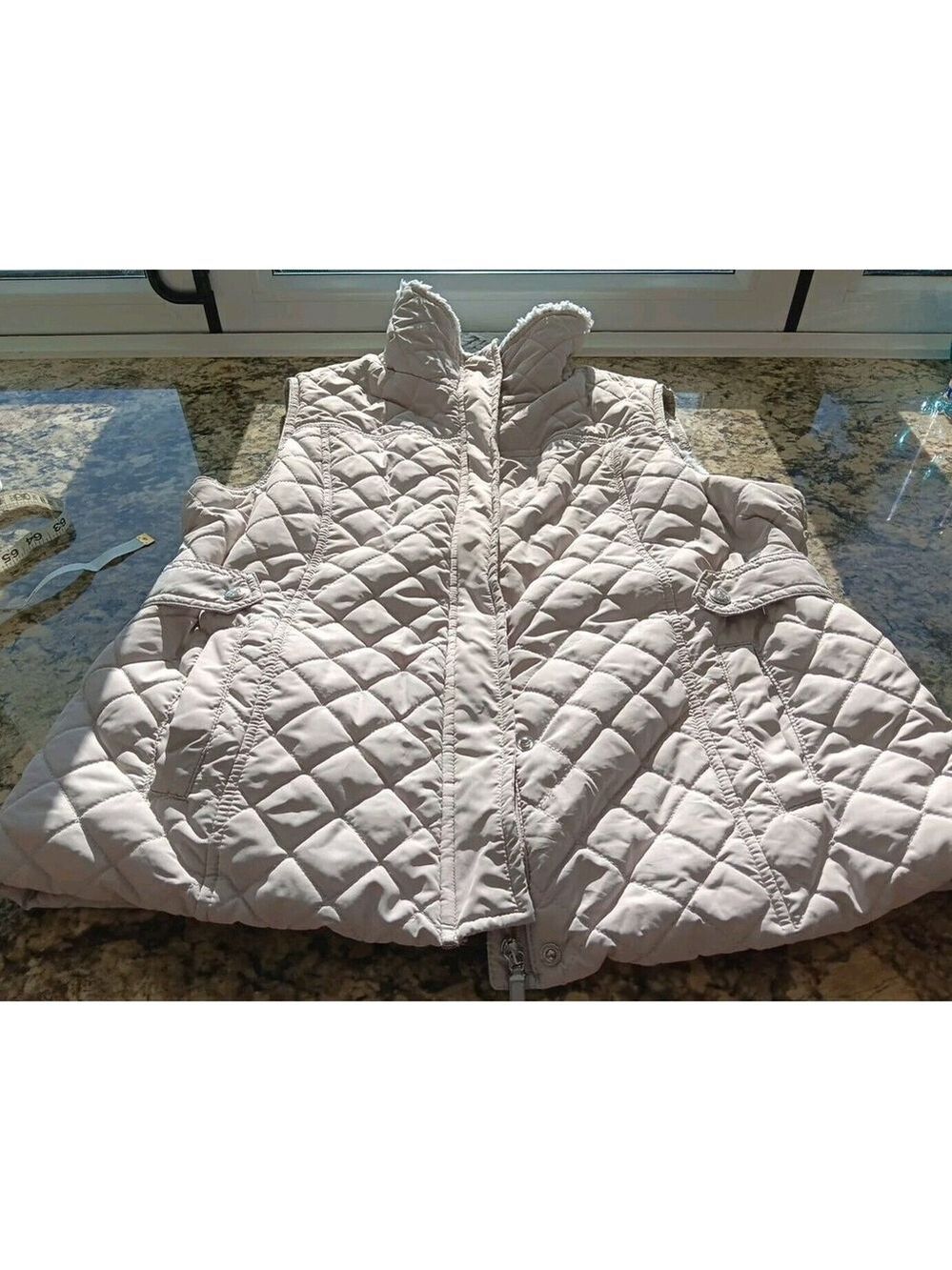 WEATHERPROOF Brand Vest Beige White Faux Fur Lining Women’s Size XL